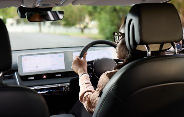 Female driver is driving on the road safety