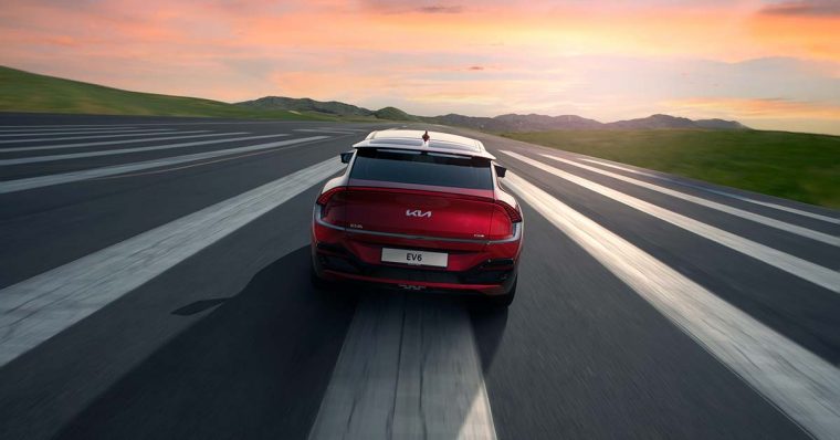 Kia EV6 running on the runway