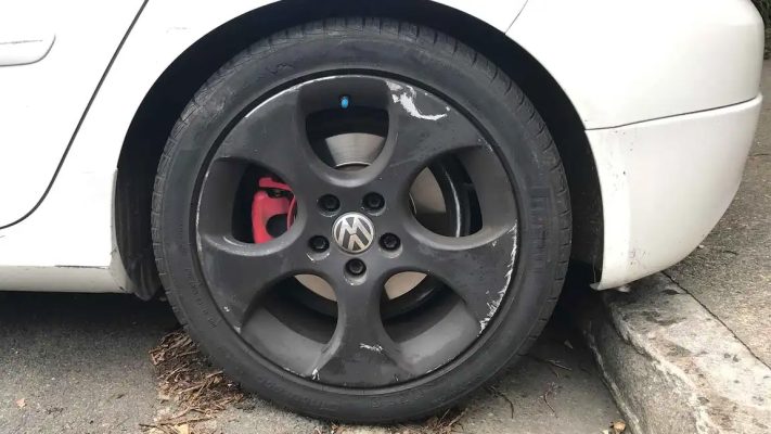 Image of car wheel requiring repair 