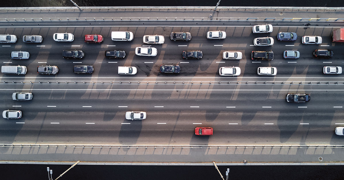 lots of cars on the bridge