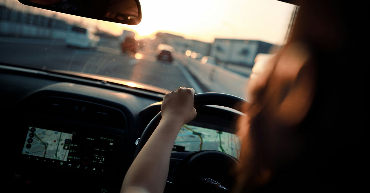 woman driving on the highway